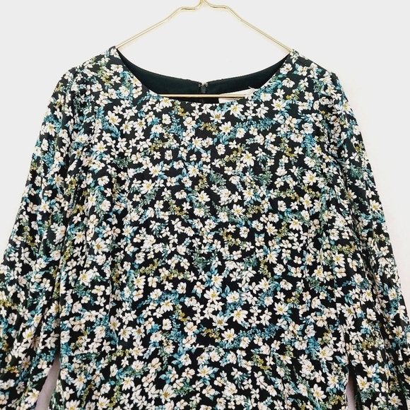 LOFT Multicolor Floral Puff Sleeve Flare Boat Neck Midi Dress 468 - Picture 3 of 8